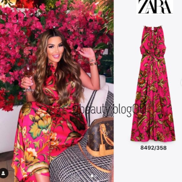 BLOGGER'S FAVE! Zara Cut Out Printed Jumpsuit Barbie Pink Sz S NWT - Picture 11 of 16